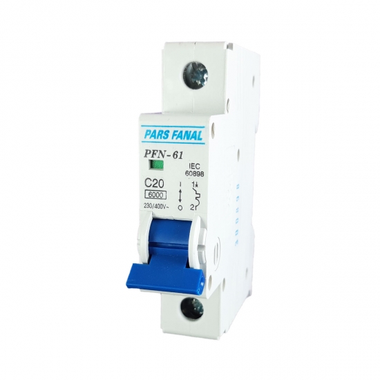 Xlarge_c20 کلید مینیاتوری 20A تکفاز پارس فانال تیپ C - Image 1